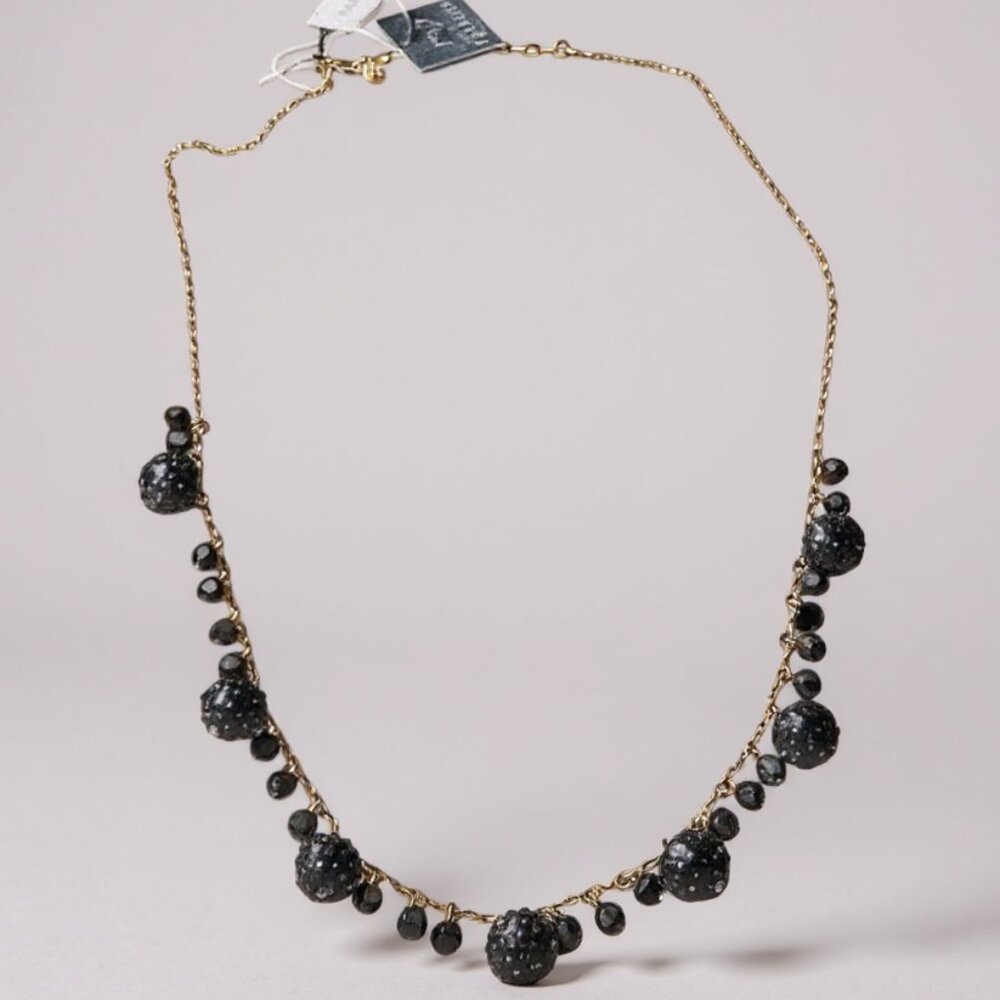 Talbots Necklace Gold Tone Chain Black‎ Dangle Beads 33 Inches Classic